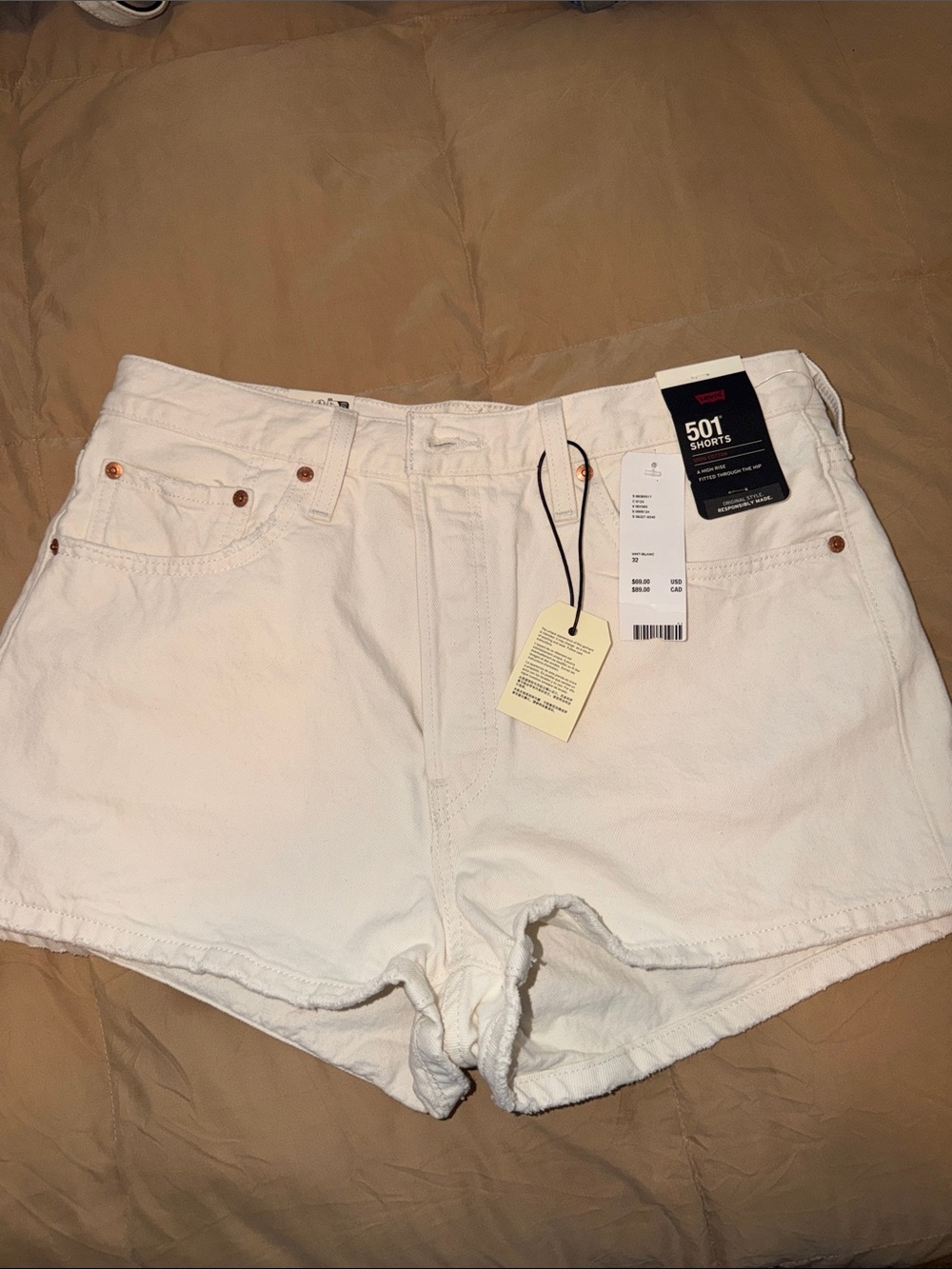 Levi's White 501 Denim Shorts